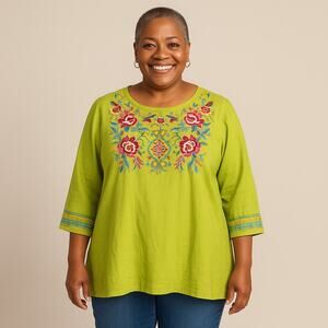 Size 2X Caleoas Olive Casual Top